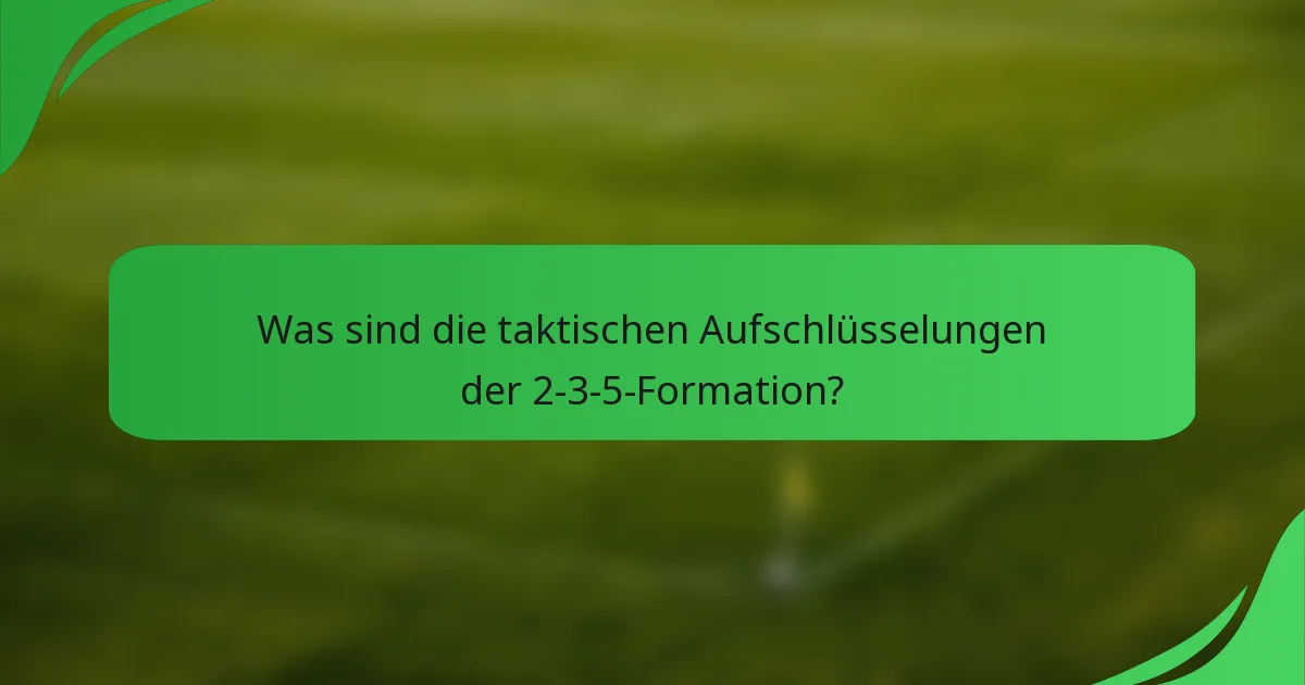 Was sind die taktischen Aufschlüsselungen der 2-3-5-Formation?